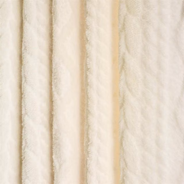 OHS Cable Knit Fleece Thermal Eyelet Curtains in Cream