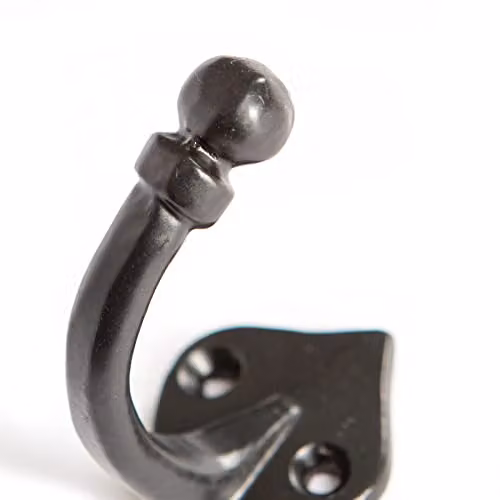 Hammer and Tongs Matt Black Powder-Coated Iron Hook, W: 35 mm, H: 40 mm – 2