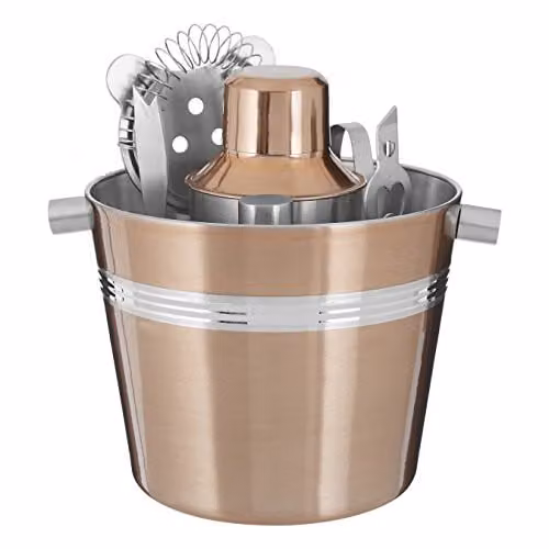 Premier Housewares 7-Piece Stainless Steel Bar Set in Gold and Silver