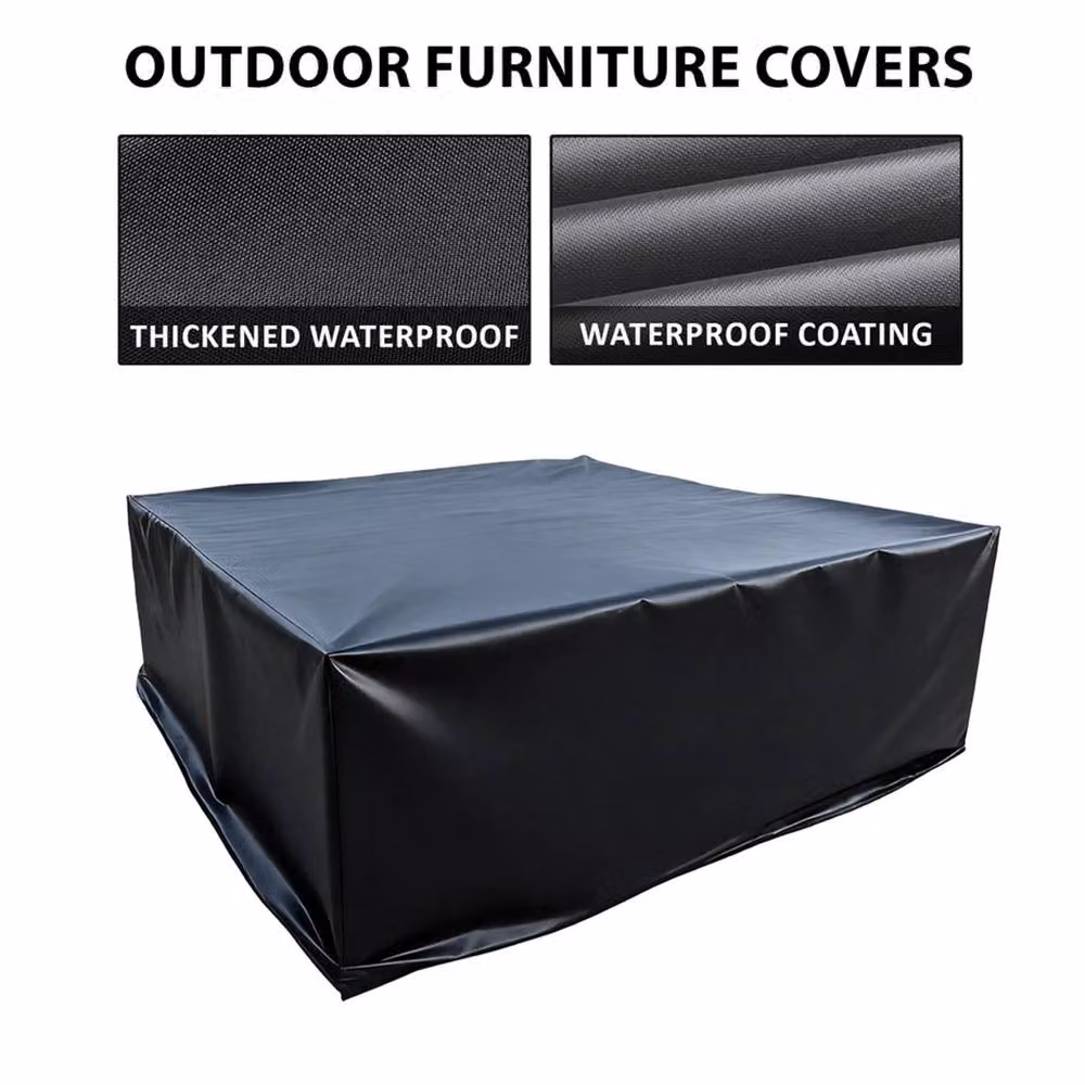 NESTLUNE Waterproof Black Polyester Garden Furniture Cover W/D/H: 250 x 250 x 90 cm – 5