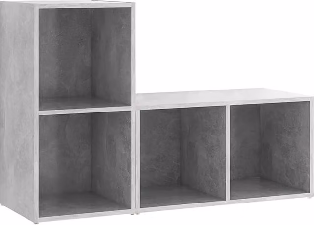 Berkfield Home Set of 2 TV Cabinets in Concrete Grey, Engineered Wood, W/D/H: 72 x 35 x 36.5 cm