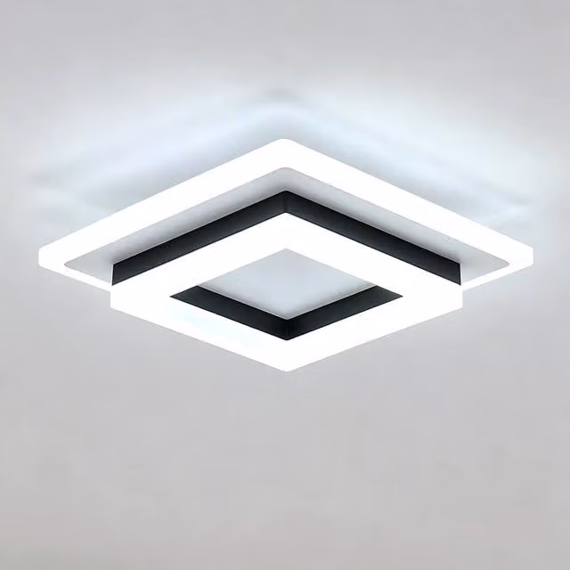 Goeco Modern Square LED Ceiling Light, 24W, 6500K Cool White, Black