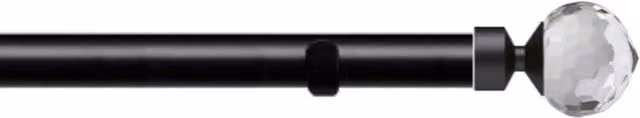 New Edge Blinds Black Metal Eyelet Curtain Pole Set with Bella Finial, Length: 320 cm