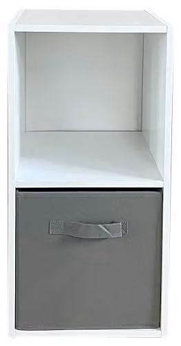 Spot on dealz 2 Cube Storage Unit Wooden Bookcase in Grey or White, W/D/H: 60 x 30 x 60 cm – 1