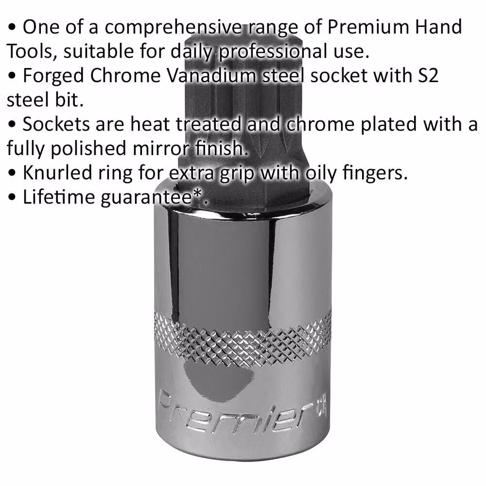 Loops M18 Forged Spline Socket Bit 1/2 inch Square Drive Chrome Vanadium Steel in Silver – 2