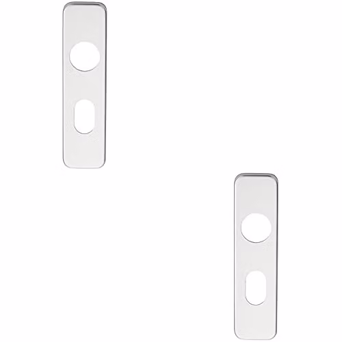 Loops 2 Pack Oval Backplate for Safety Levers in Brushed Satin Aluminium, W: 15.4 cm, H: 4.0 cm