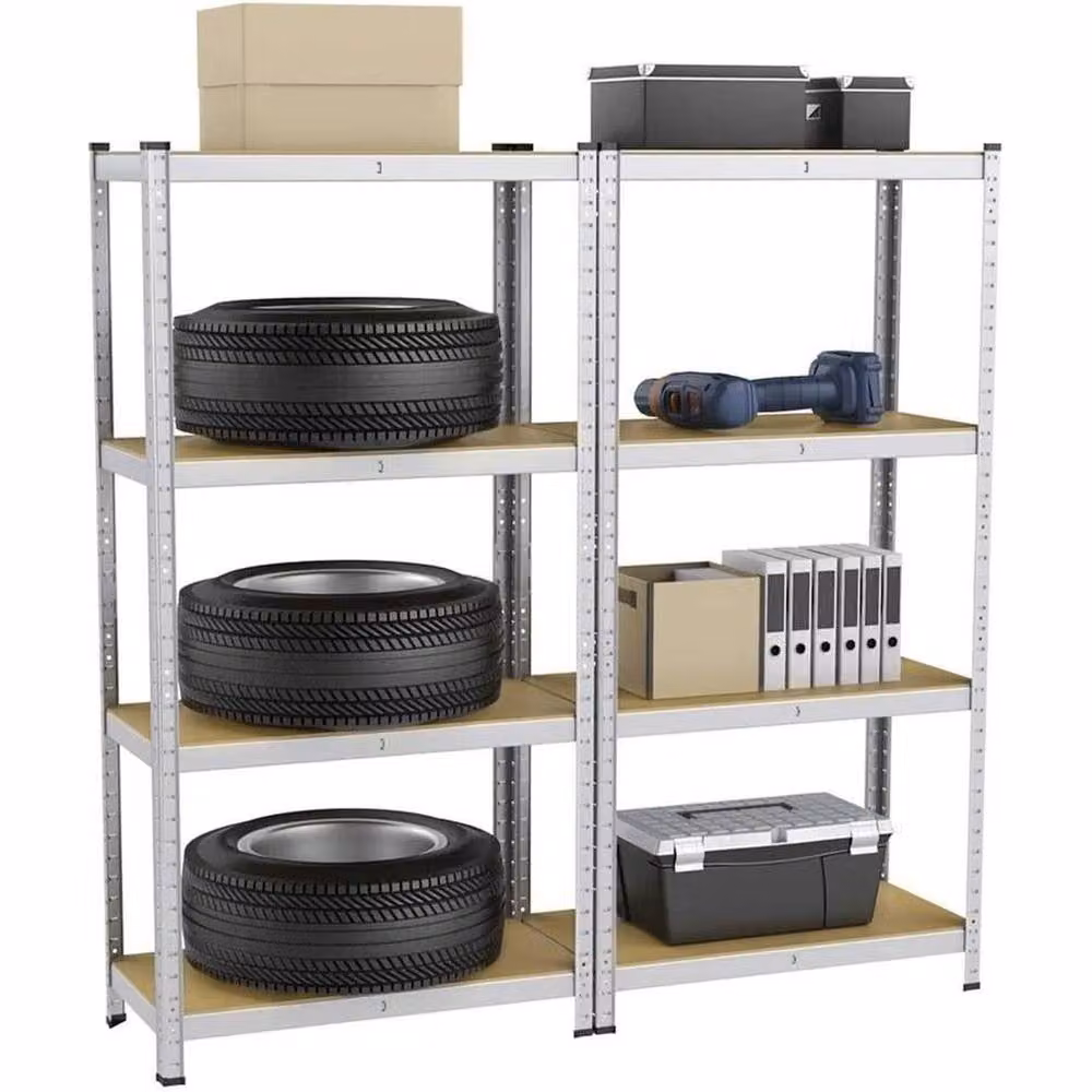 NESTLUNE 4 Tier Heavy Duty Garage Shelving Storage Unit in Silver, H 180 cm x W 100 cm x D 52 cm – 3