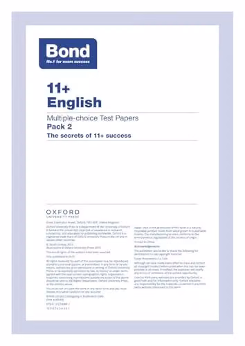 Bond 11+ English Multiple-choice Test Papers Pack of 2 by Oxford University Press – 2