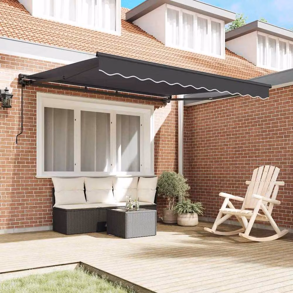 Berkfield Home Manual Retractable Wall-Mounted Awning in Anthracite Grey, W: 300 cm, D: 250 cm – 3