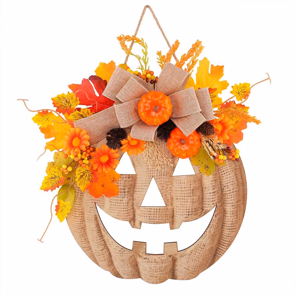 Quipulse Pumpkin Jack O Lantern Fall Hanging Door Decor in Orange and Multicolour – 5