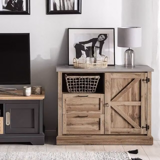 Wyld and Coco Everwood Sideboard in Light Brown Oak, W/D/H: 100 x 40 x 79 cm – 1