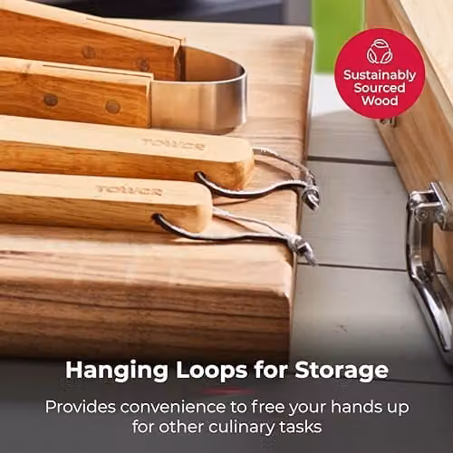 Tower 4 Piece Stainless Steel Barbecue Tool Set with Wooden Handles in Silver and Brown – 8