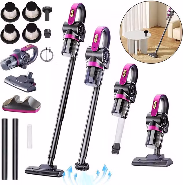 Hinsinc 4-in-1 Handheld Cordless Bagless Vacuum Cleaner in Black for Carpets, Floors and Pet Hair – 1
