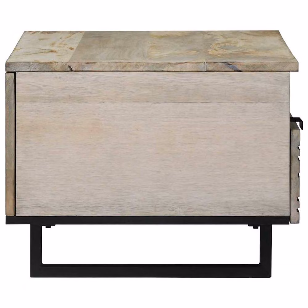 Berkfield Home Elegant Mango Wood Coffee Table with Storage Drawer in White and Black, W/D/H: 80 x 50 x 40 cm – 3