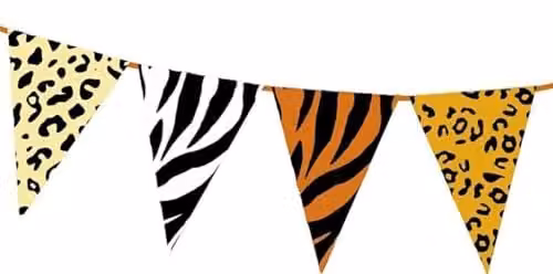 Parev Multicolour Jungle Theme Animal Print Bunting with 20 Triangle Pennants, 10m Hanging Banner for Childrens Birthdays and Safari Parties