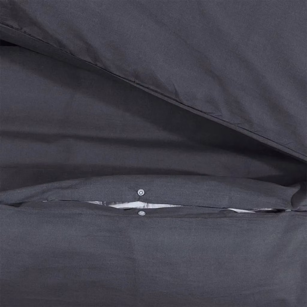 Berkfield Home Black Cotton Duvet Cover and Pillowcase Set, W: 155 cm, H: 220 cm – 4