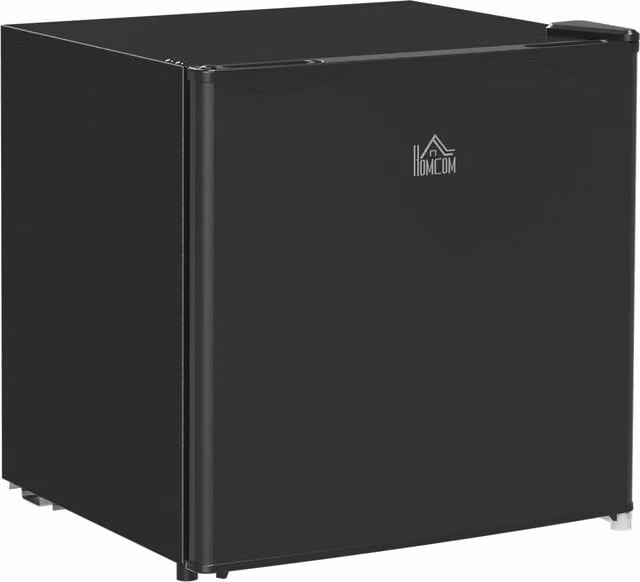 HOMCOM 46L Countertop Mini Fridge with Chiller Box and Reversible Door in Black
