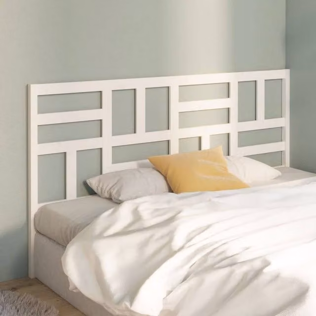 Berkfield Home Beautiful White Solid Pine Wood Bed Headboard W/D/H: 206 x 4 x 104 cm