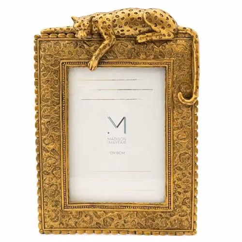 Madison & Mayfair Gold Leopard Print Metal Photo Frame, 5x7 inch