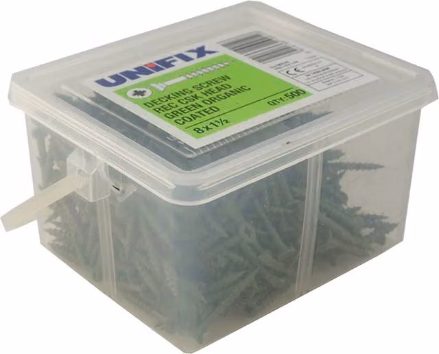Unifix Decking Screws Pozi CSK Head with Green Coating, 10G x 3 inch, Tub of 600, Grey