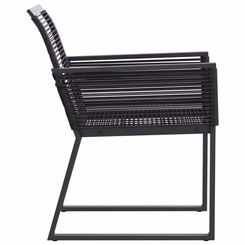 Berkfield Home Set of 2 Black Poly Rattan Garden Chairs with Armrests and Powder Coated Steel Frame – 6