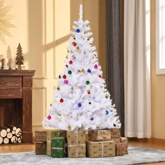 STILVORA Artificial Decorated Christmas Tree, White, Height: 150 cm – 1