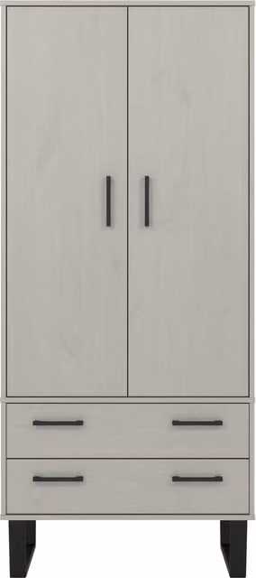 Core Products Texas 2 Door 2 Drawer Wardrobe in Grey Waxed Pine, H176 x W76.5 x D53 cm – 1