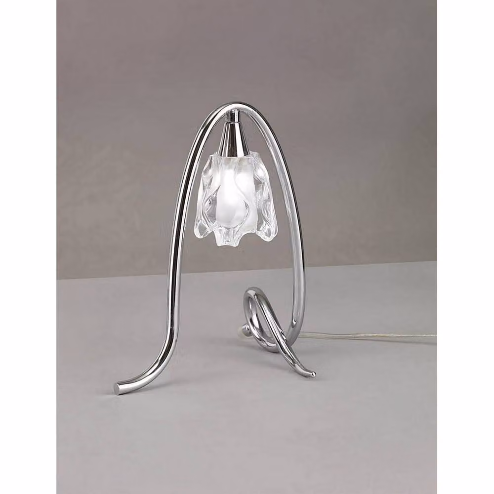 Netlighting Amel Table Lamp with G9 Bulb in Polished Chrome and Grey Glass – 2