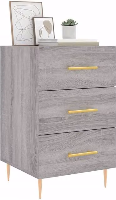 Berkfield Home Modern Bedside Cabinet in Grey Sonoma, W/D/H: 40 x 40 x 66 cm