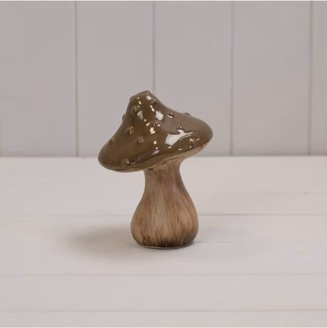 KDMD Brown Ceramic Rustic Mushroom Tabletop Ornament