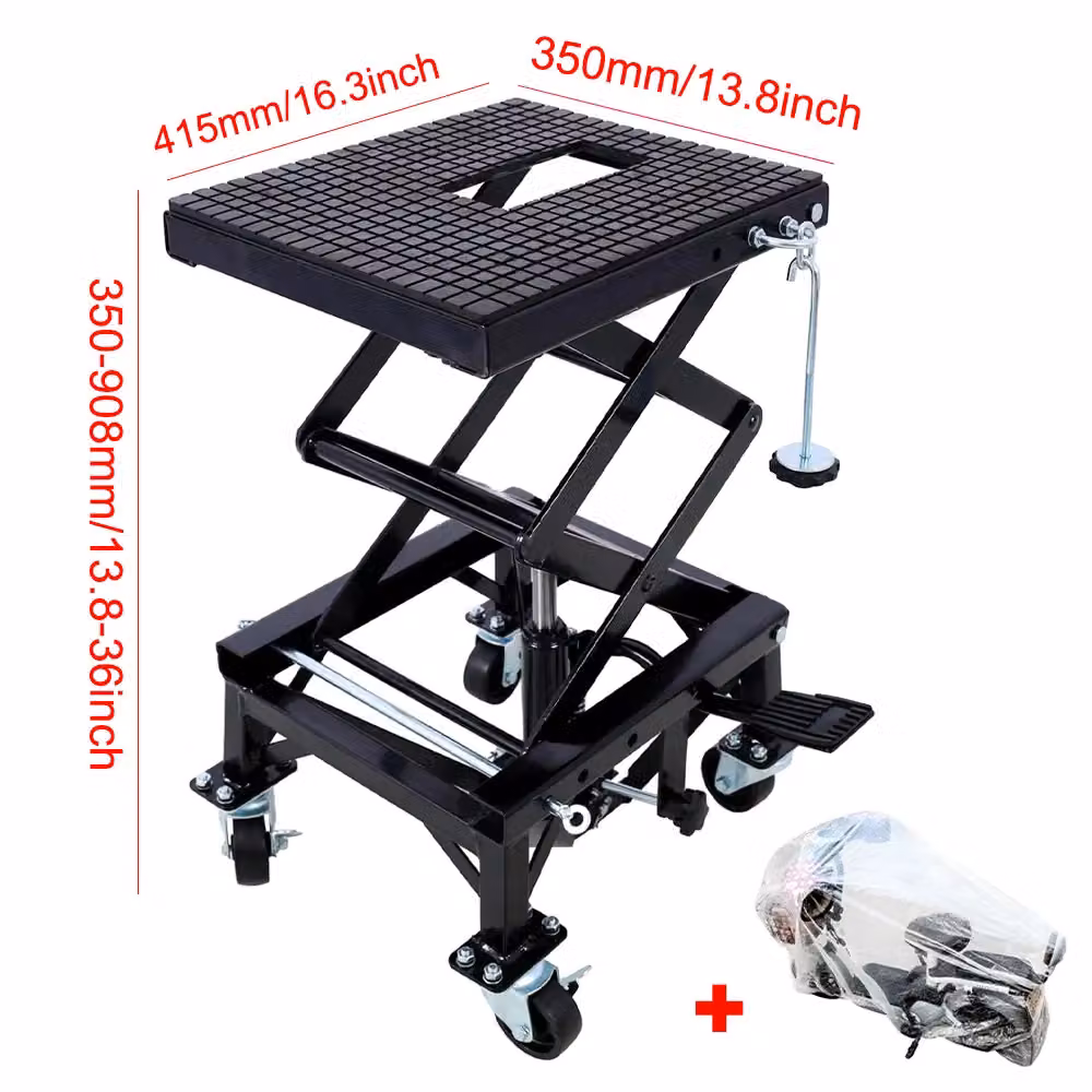 VOGREX Black Steel Hydraulic Motorcycle Lift Table and Scissor Jack for ATV Workshop Use – 2