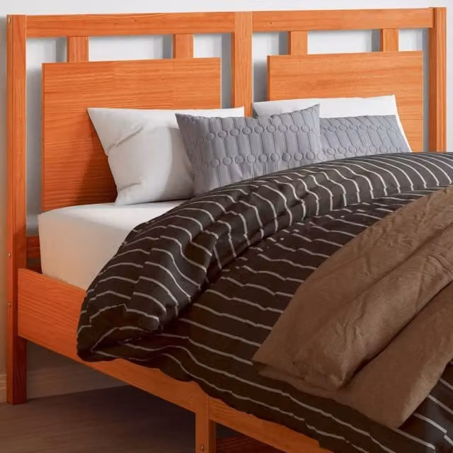 Berkfield Home Rustic Solid Wood Pine Headboard in Waxed Brown, Width: 135 cm