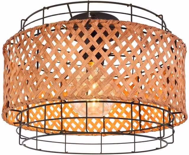 Netlighting Gina Cylindrical Ceiling Light in Black and Brown with E27 Socket