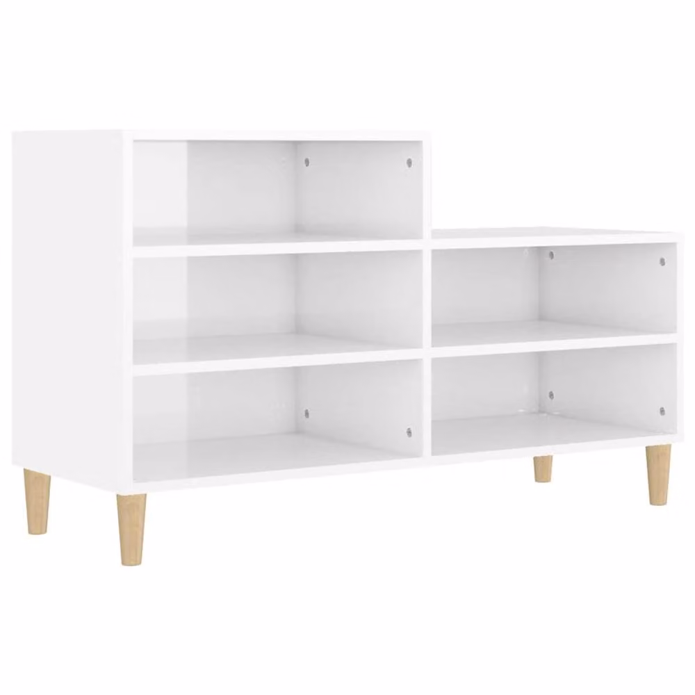 Berkfield Home High Gloss White Shoe Cabinet W: 102 cm, D: 36 cm, H: 60 cm – 2