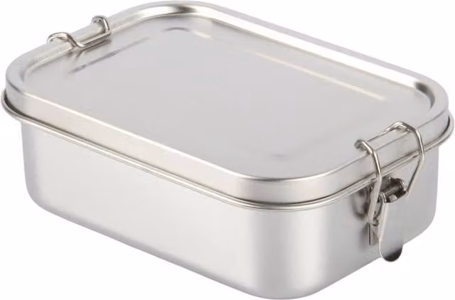 KORVIXA Stainless Steel Bento Lunch Box with Dividers, Silver, 750ml
