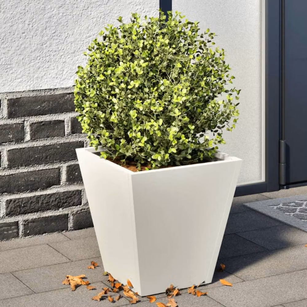 Berkfield Home Steel Garden Planter Tubs in White, 2 Pack, W/D/H: 30 x 30 x 30 cm – 2
