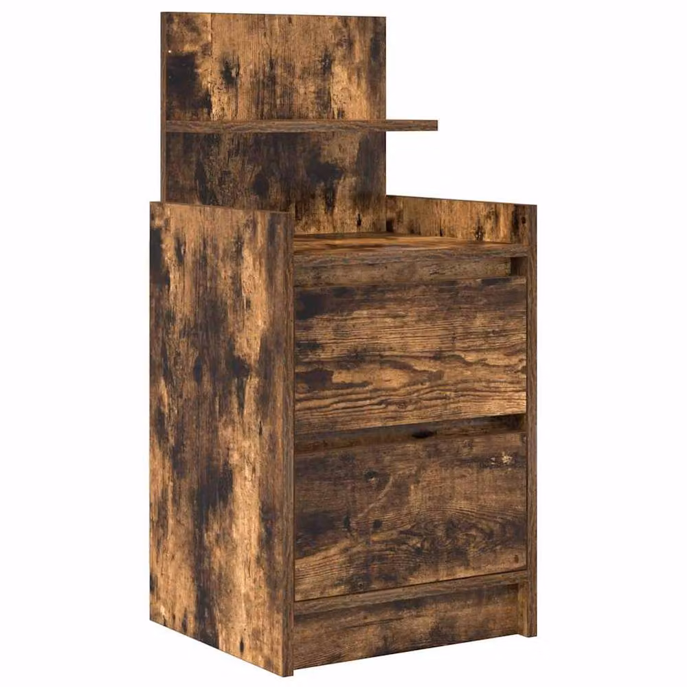 Berkfield Home Durable Bedside Cabinet with 2 Drawers in Smoked Oak Brown, W/D/H: 38 x 34 x 80 cm – 3