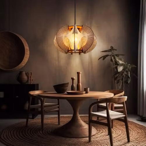 Netlighting Sakura Black and Wood Pendant Lamp, Diameter: 44 cm, Height: 150 cm – 2
