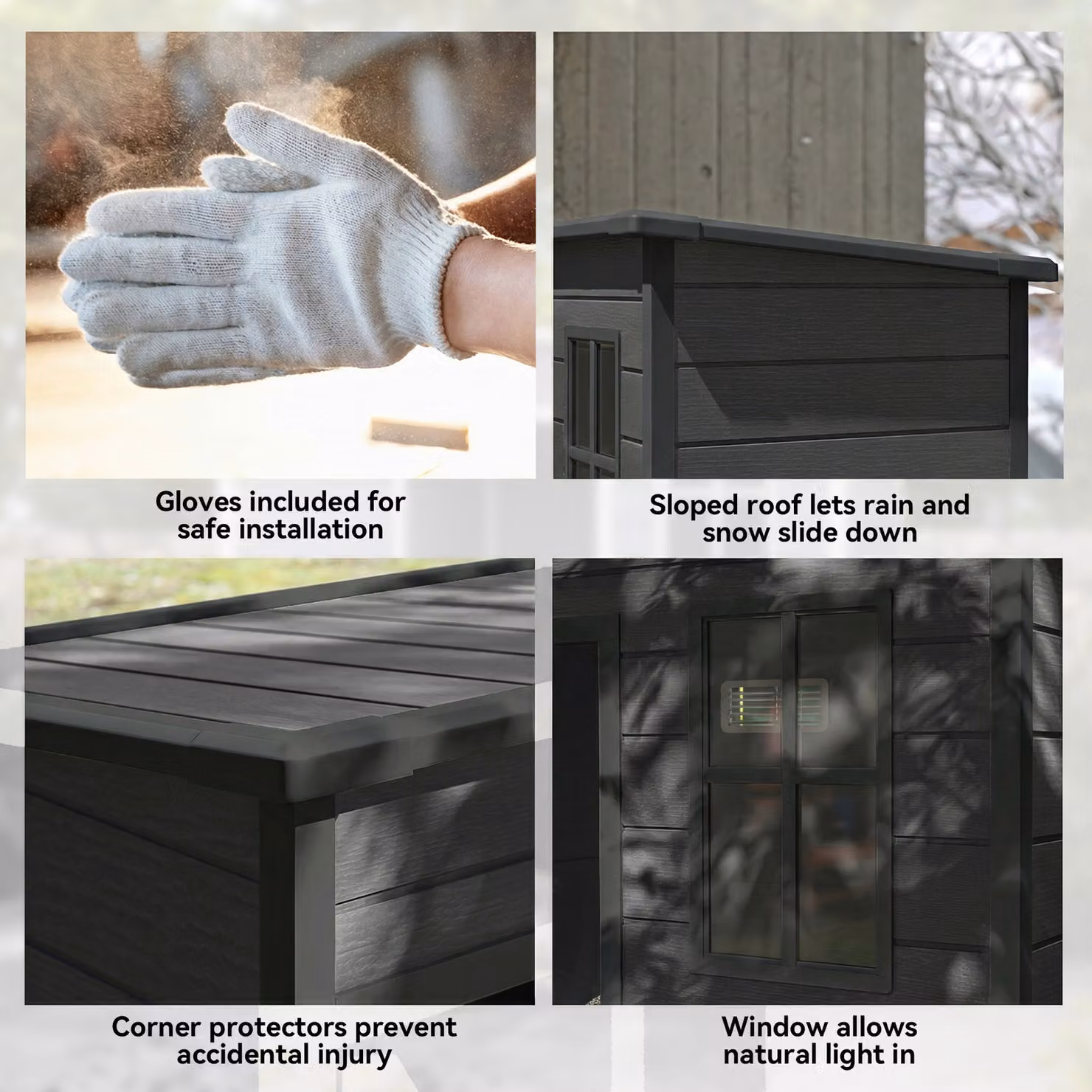 Outsunny Dark Grey Garden Storage Shed with Floor, Window and Lockable Door, W: 152.4 cm, D: 91.44 cm, H: 152.4 cm – 6