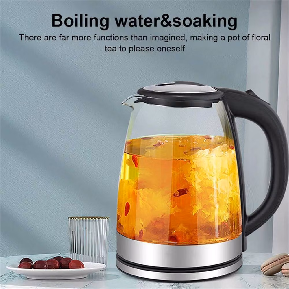 FLAVORA Glass Electric Kettle with LED Light and Auto Shut-off in Silver – 5