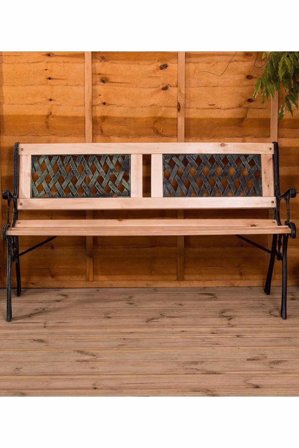 Home Discount Vida Garden 3 Seater Twin Cross Style Outdoor Bench in Brown – 3