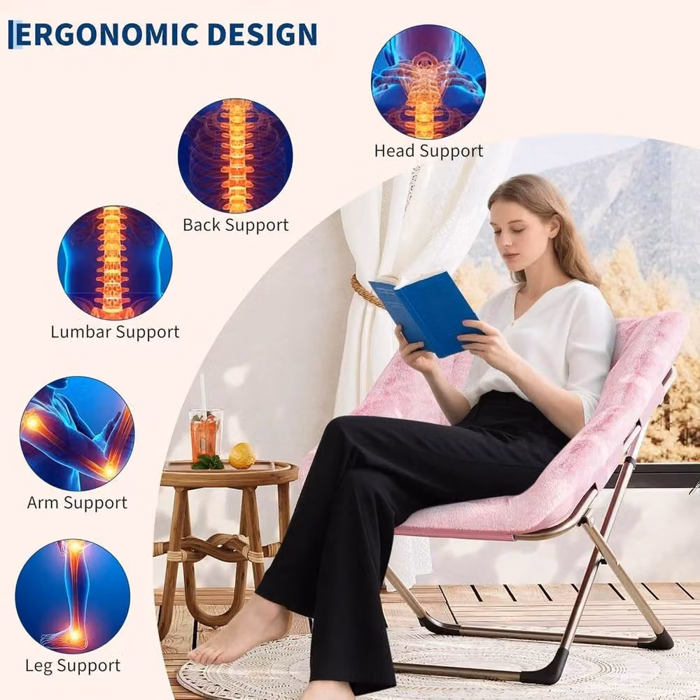 VOGREX Folding Saucer Chair for Adults in Pink – 2