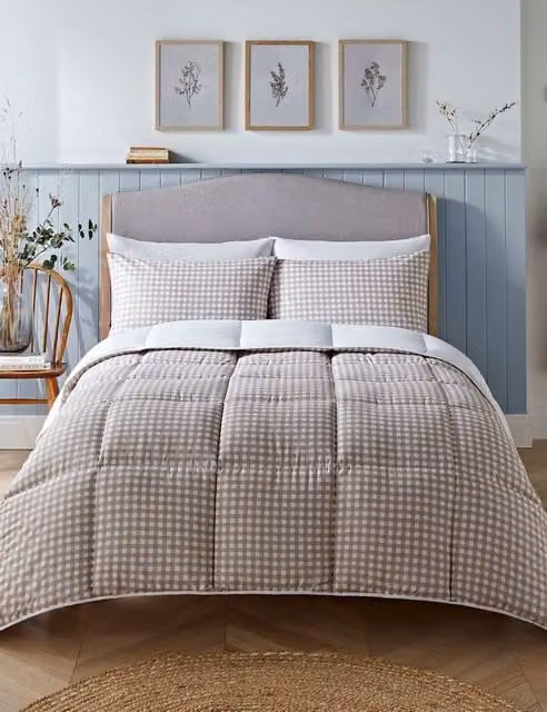 Nightlark Gingham 10.5 Tog Coverless Duvet Set in Beige