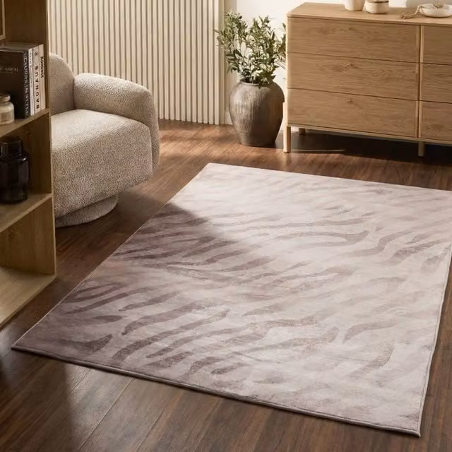 Wyld and Coco Zebra Animal Print Area Rug in Beige, W: 140 cm, D: 200 cm – 1