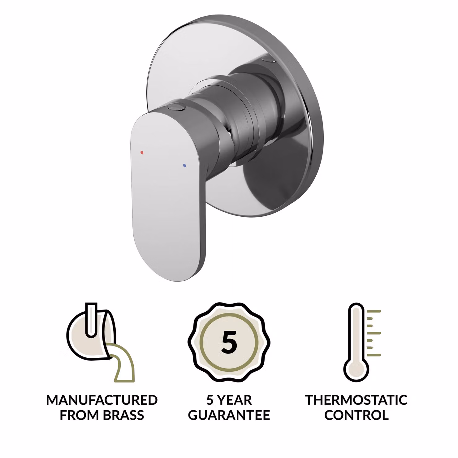 Balterley Concealed Single Lever Shower Valve with Round Backplate, Chrome – 2