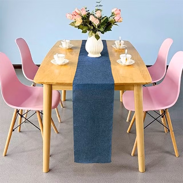 Neel Blue Jute Hessian Table Runner, W: 29 cm, L: 275 cm – 1