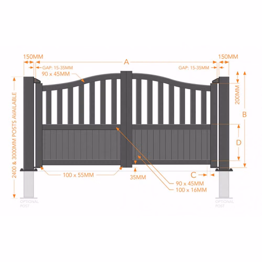 Ready Made Gates Grey Aluminium Double Swing Driveway Gate, W/H: 300 x 220 cm – 3