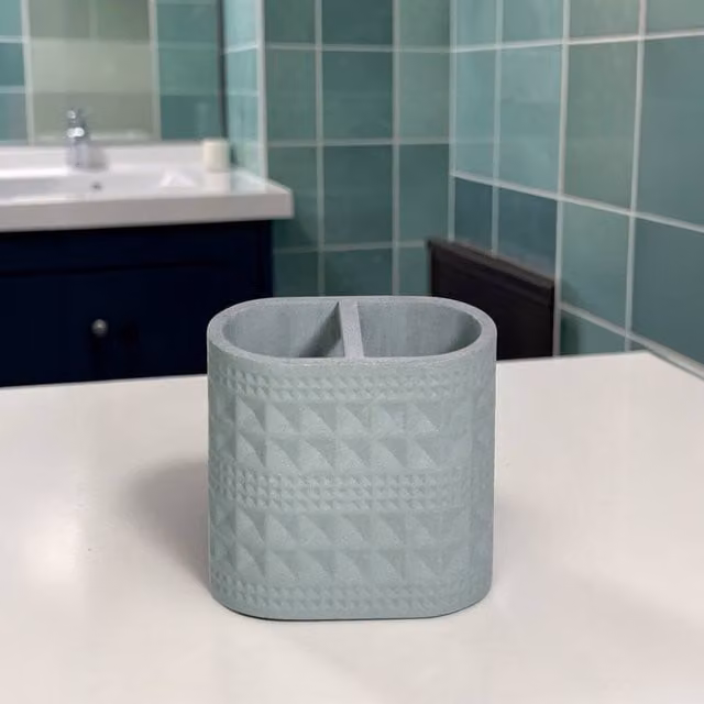 Showerdrape Maison Bathroom Accessory Set with Soap Dish and Toothbrush Holder in White, Green or Grey – 1