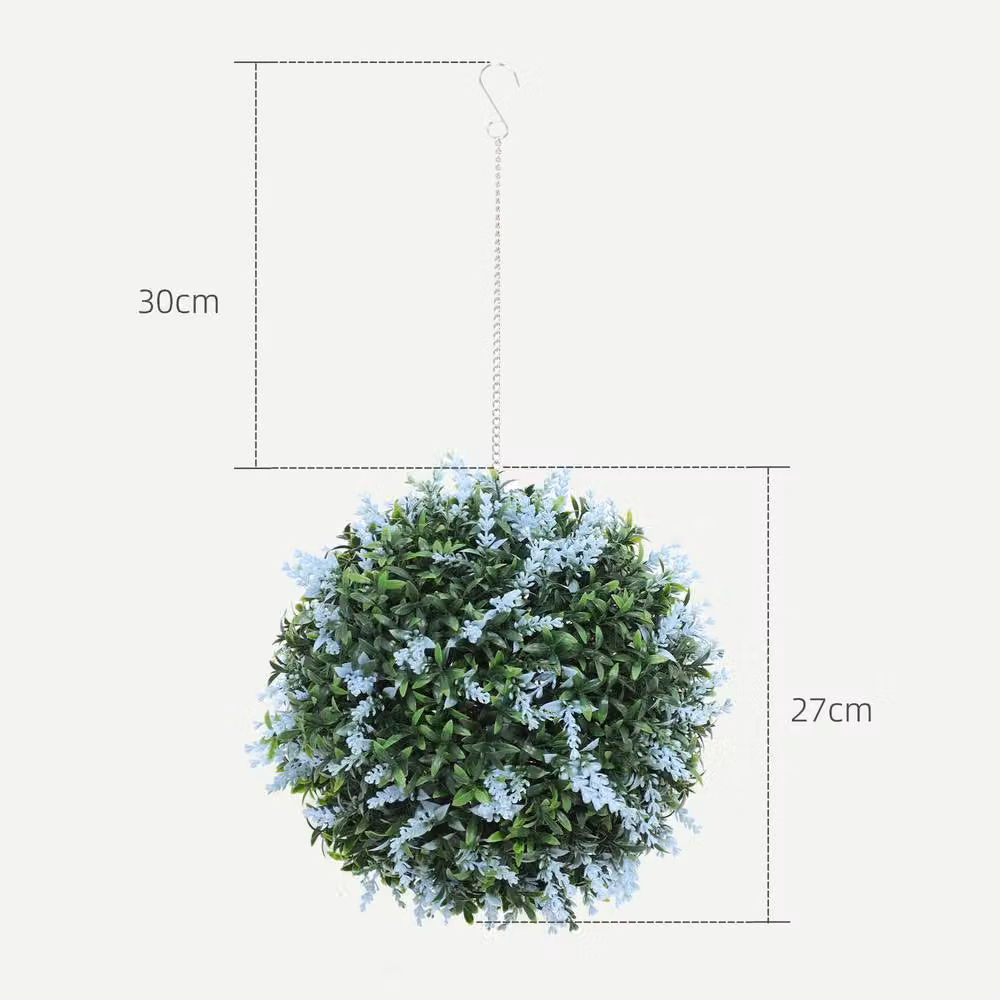 STILVORA Set of 2 Blue Artificial Round Topiary Hanging Balls, Diameter: 27 cm – 3