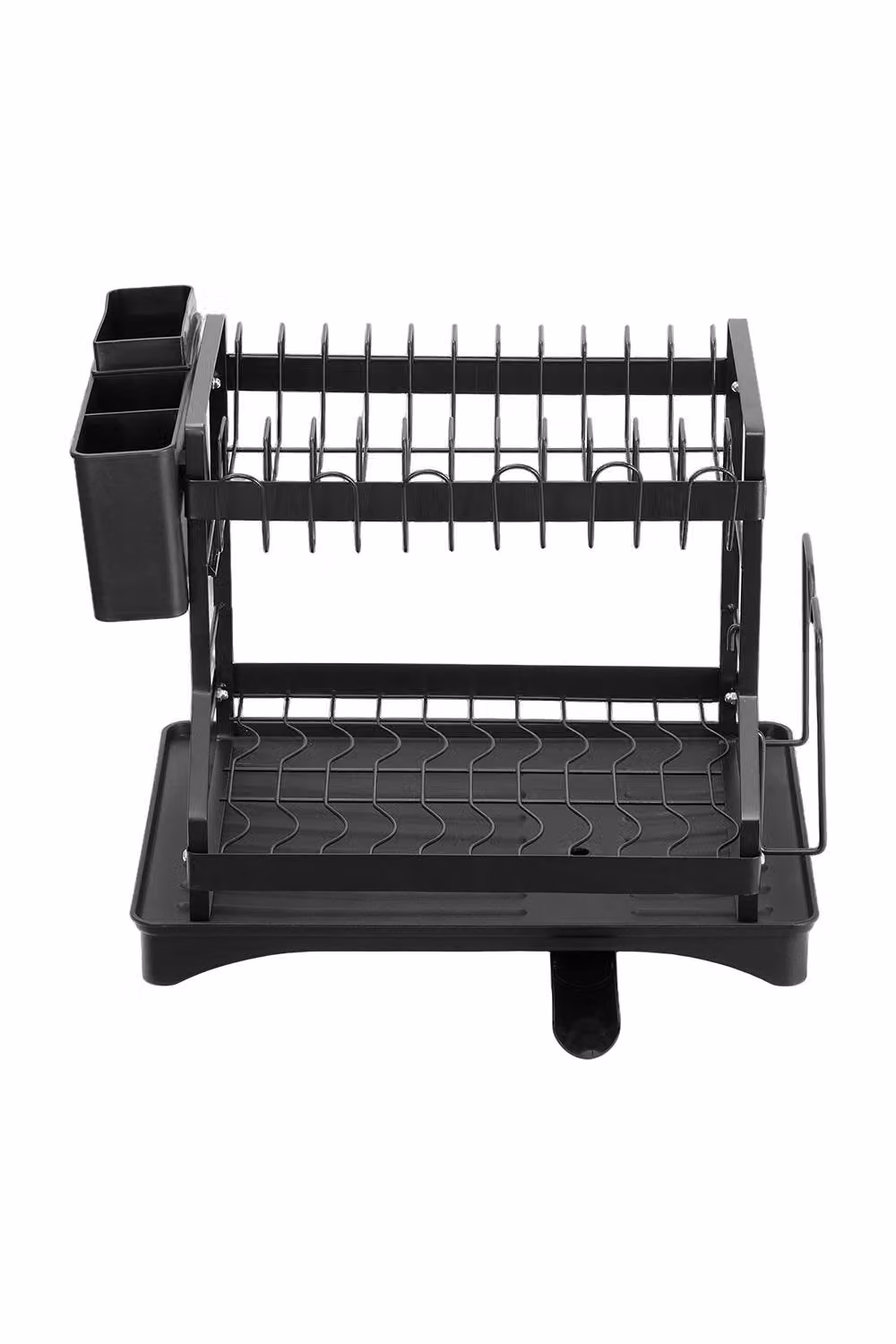 Garden Sanctuary 2-Tier Coated Steel Dish Drainer with Cup Holder in Black – 2